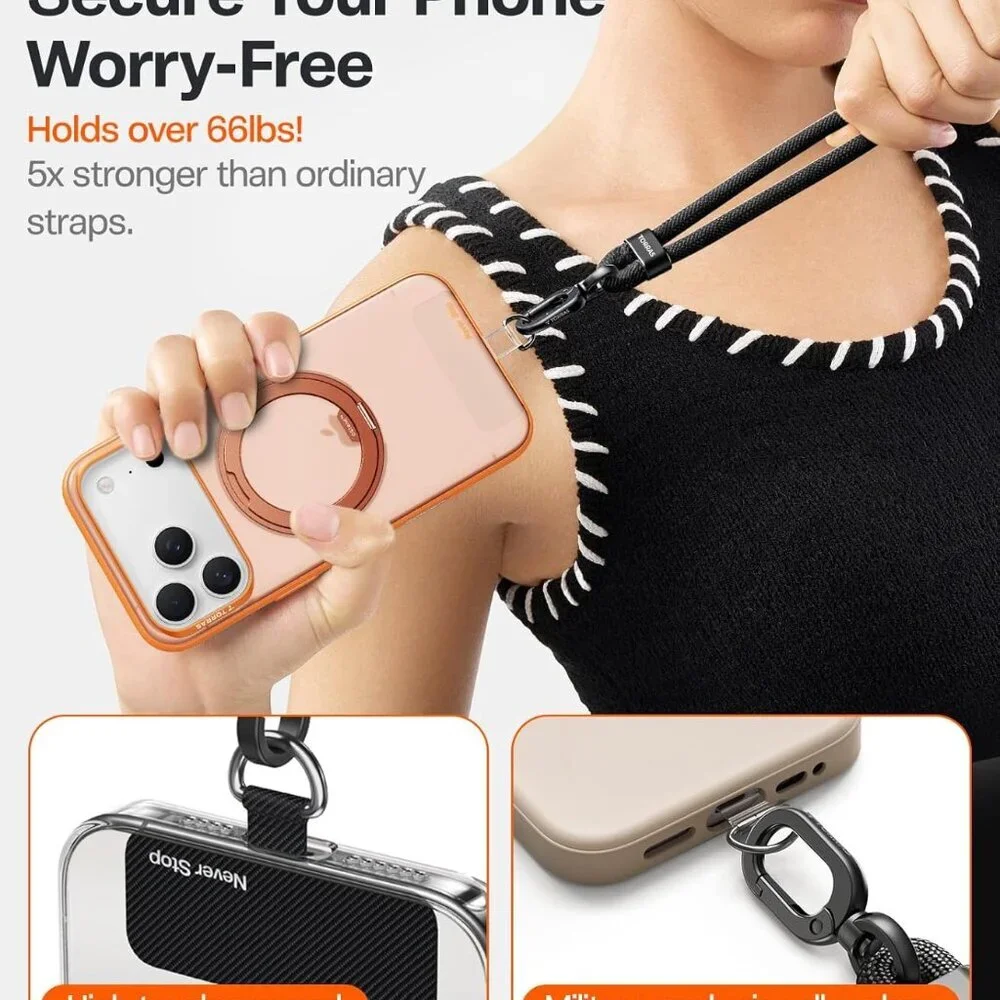 TORRAS Phone Lanyard Crossbody 2 Phone Tabs, Adjustable Anti Theft Phone Strap